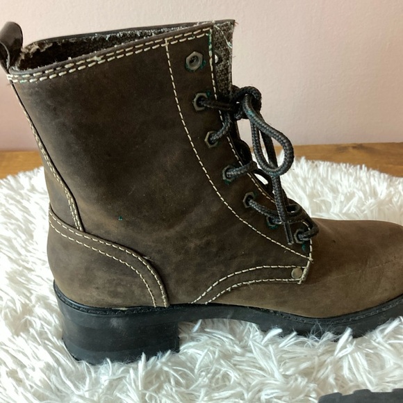Melrose Brown Lace-Up Combat Boots - Picture 7 of 14